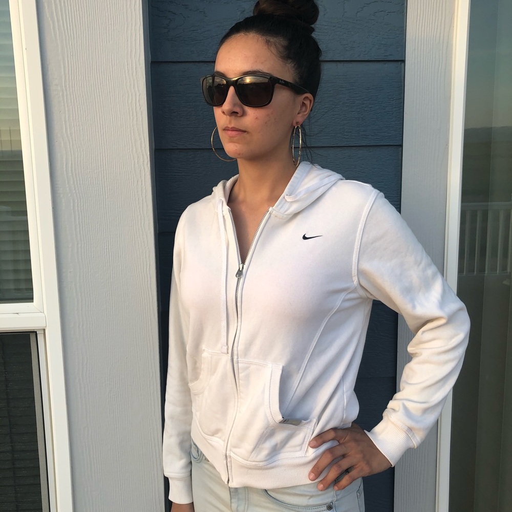 White Nike Zip Up Sweater